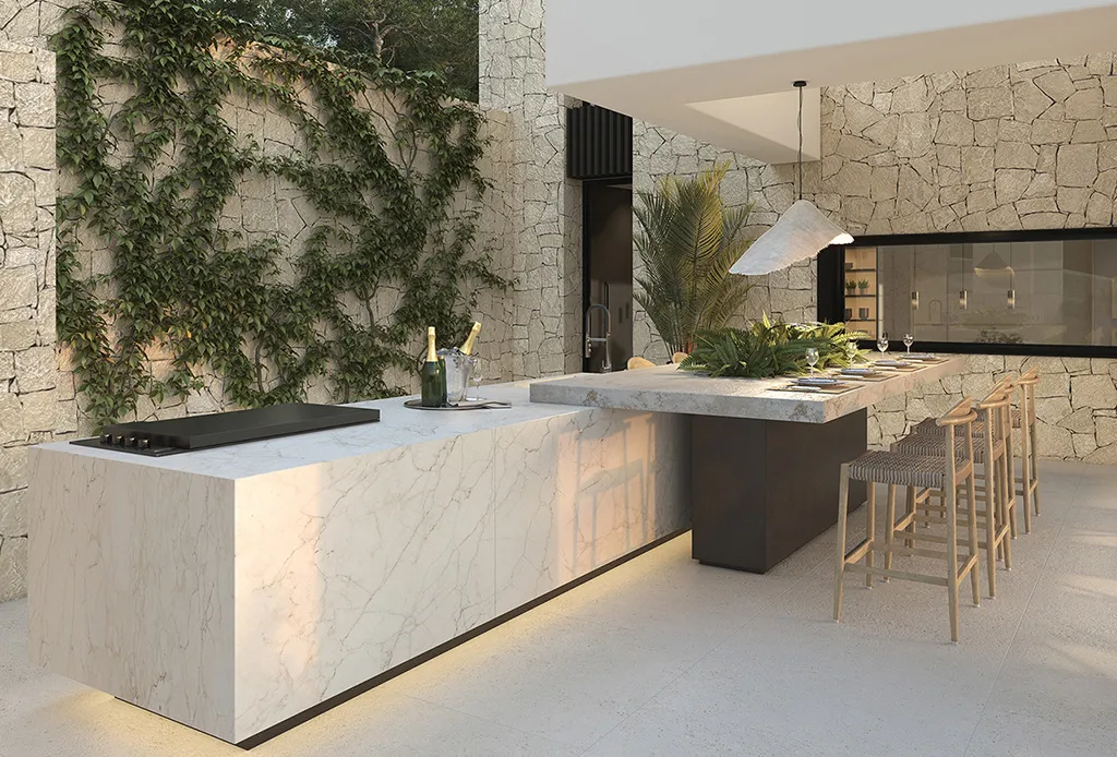 Kitchen in Ibiza with a close up terrace